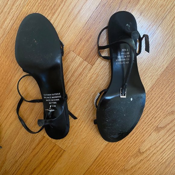 Black Stiletto Sandals with Rhinestone Detail - Picture 3 of 3